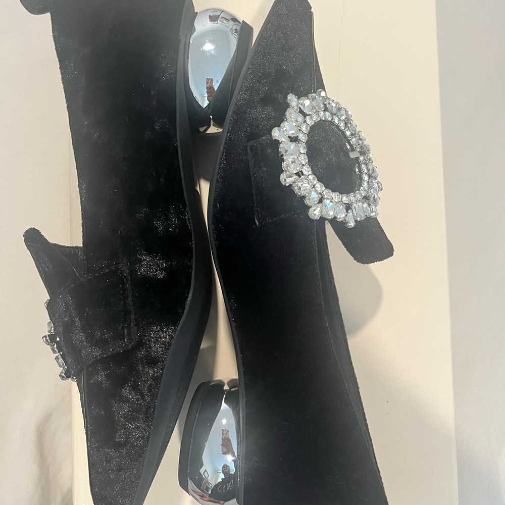 Jeffrey Campbell Black Velvet Shoes with Silver Accents